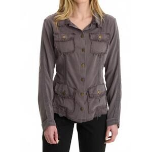 Women's Washed Gray Utility Jean Jacket